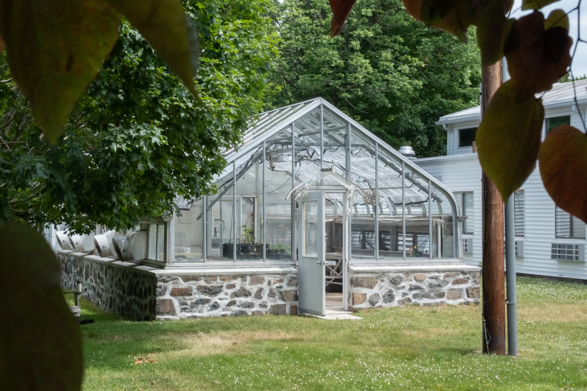 The greenhouse at Lamont Campus has been retrofitted to serve as the F4H Living Lab, hosting collaborative research and educational programming